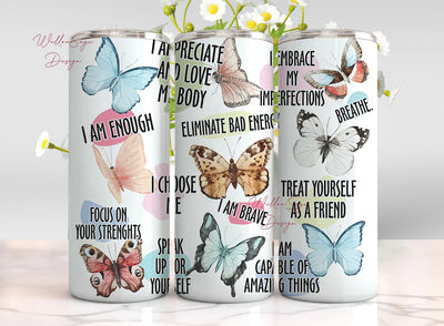 Affirmation Tumbler Wrap, 20oz Skinny Tumbler Design, Self love Tumbler Sublimation Designs, Positive Quotes Tumbler Png Design Download Sublimation WillowSageDesign 