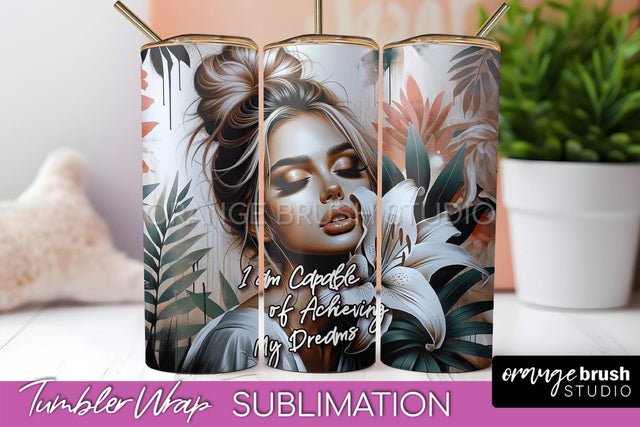 Affirmation Tumbler Wrap, Inspirational Tumbler Sublimation Sublimation OrangeBrushStudio 