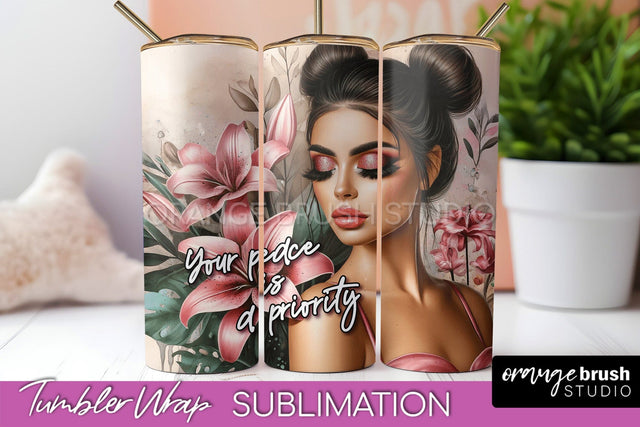 Affirmation Tumbler Wrap, Inspirational Tumbler Sublimation Sublimation OrangeBrushStudio 