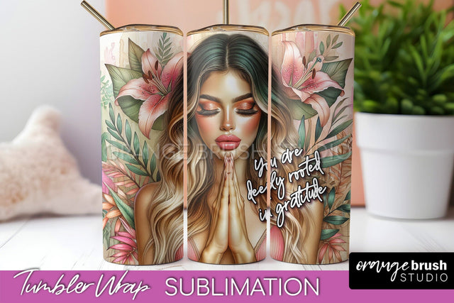 Affirmation Tumbler Wrap, Inspirational Tumbler Sublimation Sublimation OrangeBrushStudio 