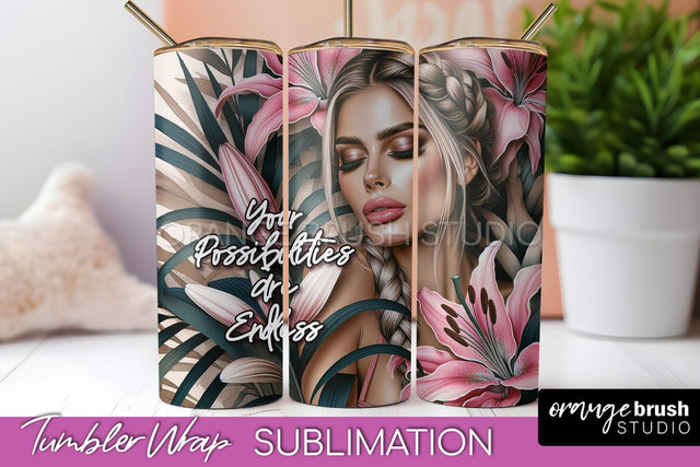 Affirmation Tumbler Wrap, Inspirational Tumbler Sublimation Sublimation OrangeBrushStudio 