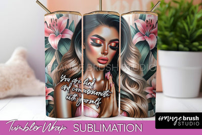 Affirmation Tumbler Wrap, Inspirational Tumbler Sublimation Sublimation OrangeBrushStudio 