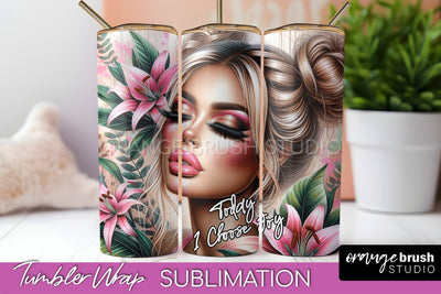 Affirmation Tumbler Wrap, Inspirational Tumbler Sublimation Sublimation OrangeBrushStudio 