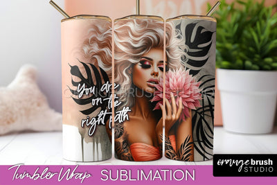 Affirmation Tumbler Wrap, Inspirational Tumbler Sublimation Sublimation OrangeBrushStudio 