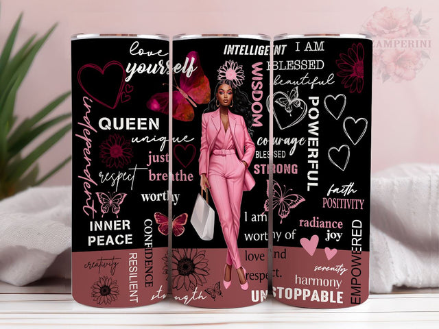 Affirmations 20oz Tumbler Wrap PNG, Inspirational Black Woman Tumbler Png, Straight & Tapered Tumbler Wrap, Instant Digital Download Sublimation Li Zamperini 