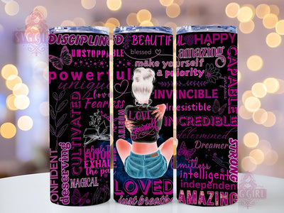 Affirmations 20oz Tumbler Wrap Sublimation Design, Straight Tapered Tumbler Wrap, It's Love Yourself Black Woman Tumbler Png, Instant Digital Download Sublimation SvggirlplusArt 