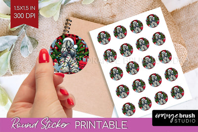 Afghan Hound Christmas Dog Printable Stickers Sublimation OrangeBrushStudio 