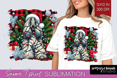 Afghan Hound Christmas Dog Square Tshirt PNG Sublimation OrangeBrushStudio 