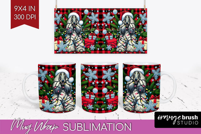 Afghan Hound Funny Christmas Dog Mug Wrap PNG Sublimation OrangeBrushStudio 