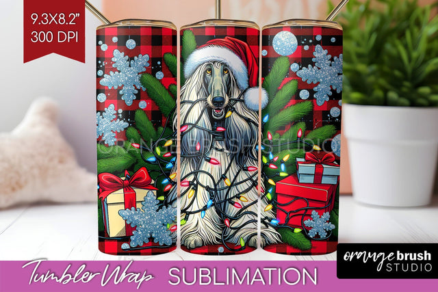 Afghan Hound Funny Christmas Dog Tumbler Wrap Sublimation OrangeBrushStudio 