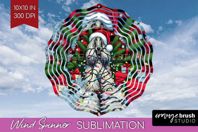 Afghan Hound Funny Christmas Dog Wind Spinner Sublimation OrangeBrushStudio 