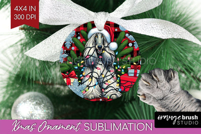 Afghan Hound Funny Dog Christmas Ornament PNG Sublimation OrangeBrushStudio 