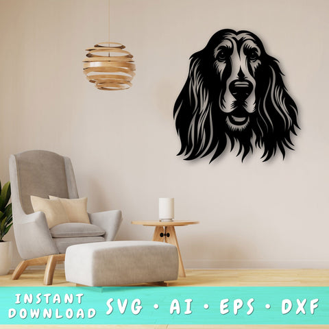 Afghan Hound Laser SVG Cut File, Afghan Hound Glowforge File, Afghan Hound DXF, Afghan Hound Wall Art SVG SVG HappyDesignStudio 