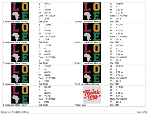 Africa Love Embroidery Design – Colorful LOVE Africa Map Varsity Letter Machine Embroidery File Embroidery/Applique DESIGNS PatternFeed8 