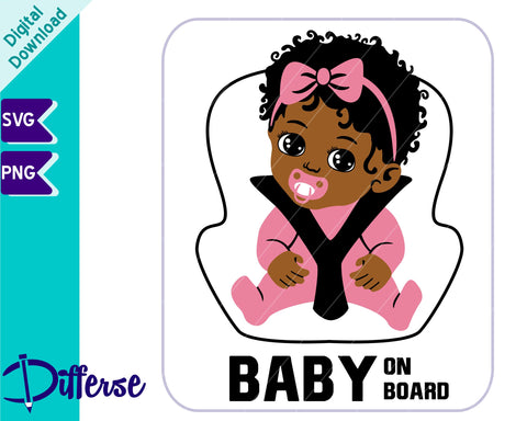African American Baby on Board SVG | Baby Girl in Car SVG SVG Differse 