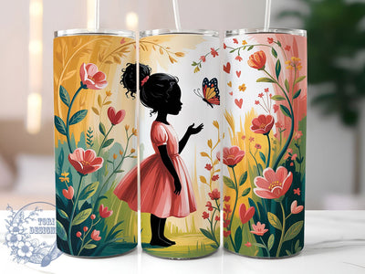 African American Cupid Valentine Tumbler, Cupid Hearts Wrap, Love Valentine Cup, 20oz Sublimation Wrap, Stylish Heart Design Tumbler, Artistic Cupid Valentine Cup, Cultural Love Theme Wrap Sublimation ToriDesigns 