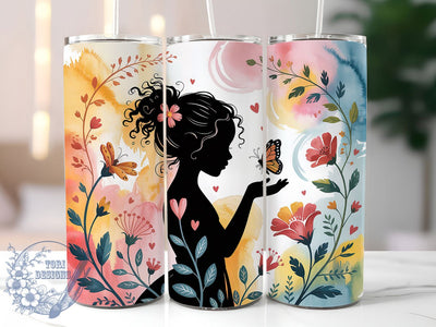 African American Cupid Valentine Tumbler, Cupid Hearts Wrap, Love Valentine Cup, 20oz Sublimation Wrap, Stylish Heart Design Tumbler, Artistic Cupid Valentine Cup, Cultural Love Theme Wrap Sublimation ToriDesigns 