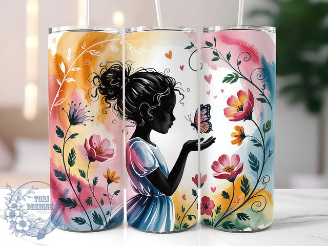 African American Cupid Valentine Tumbler, Cupid Hearts Wrap, Love Valentine Cup, 20oz Sublimation Wrap, Stylish Heart Design Tumbler, Artistic Cupid Valentine Cup, Cultural Love Theme Wrap Sublimation ToriDesigns 