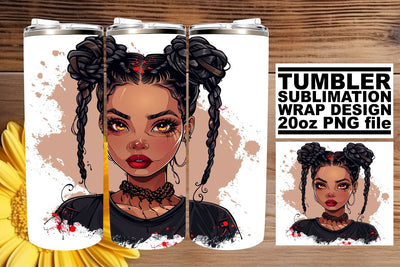 African American Gothic Halloween Design for Tumblers 20oz Sublimation afrosvg 