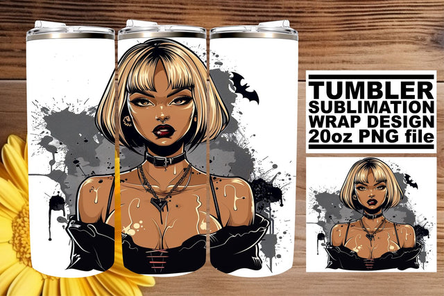 African American Gothic Halloween Tumbler Wrap Sublimation Sublimation afrosvg 