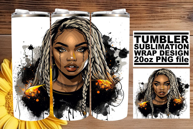 African American Halloween Portrait 20oz Tumbler Wrap Sublimation afrosvg 