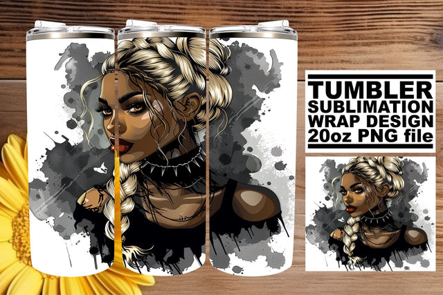African American Halloween Tumbler Wrap Watercolor 20oz Sublimation afrosvg 