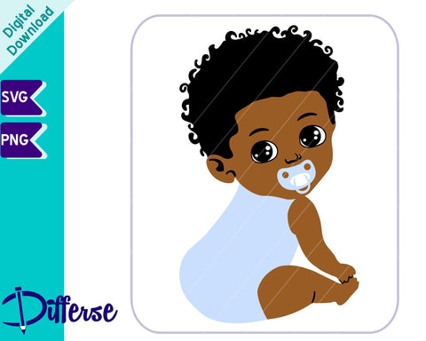 African-American Newborn with Pacifier SVG | Black Baby Boy SVG SVG Differse 