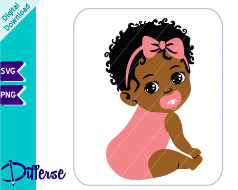 African-American Newborn with Pacifier SVG | Black Baby Girl SVG SVG Differse 