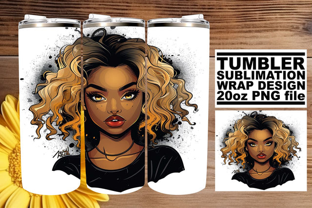African American Portrait Halloween Wrap Tumbler 20oz Sublimation afrosvg 