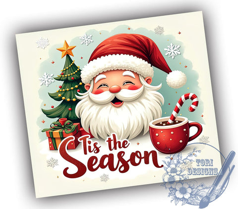 African American Santa Tumbler, Christmas Tumbler Wrap, 20oz Sublimation Design, Holiday Drinkware, Festive Tumbler, Unique Santa Claus Gifts, Tis the Season Tumbler Sublimation ToriDesigns 
