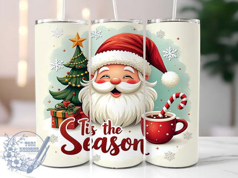 African American Santa Tumbler, Christmas Tumbler Wrap, 20oz Sublimation Design, Holiday Drinkware, Festive Tumbler, Unique Santa Claus Gifts, Tis the Season Tumbler Sublimation ToriDesigns 
