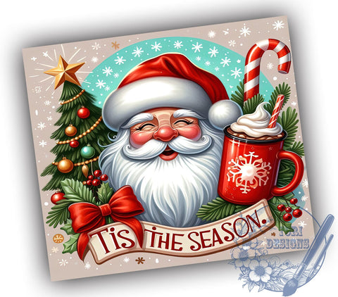 African American Santa Tumbler, Christmas Tumbler Wrap, 20oz Sublimation Design, Holiday Drinkware, Festive Tumbler, Unique Santa Claus Gifts, Tis the Season Tumbler Sublimation ToriDesigns 