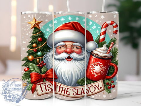 African American Santa Tumbler, Christmas Tumbler Wrap, 20oz Sublimation Design, Holiday Drinkware, Festive Tumbler, Unique Santa Claus Gifts, Tis the Season Tumbler Sublimation ToriDesigns 