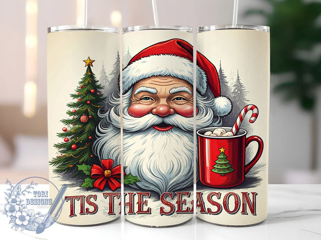 African American Santa Tumbler, Christmas Tumbler Wrap, 20oz Sublimation Design, Holiday Drinkware, Festive Tumbler, Unique Santa Claus Gifts, Tis the Season Tumbler Sublimation ToriDesigns 