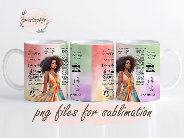 African American Self Love Affirmation PNG Instant Digital Design Download Mug Wrap Design, Mug Design PNG Sublimation PrintingLife 