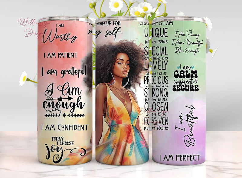 African American Self Love Affirmation PNG Sublimation tumbler wrap ...