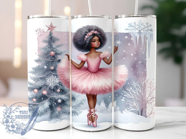 African American Sugar Plum Fairy 20oz Skinny Tumbler, African American Tumbler Png, Straight & Tapered Tumbler Wrap, Instant Digital Download Sublimation ToriDesigns 