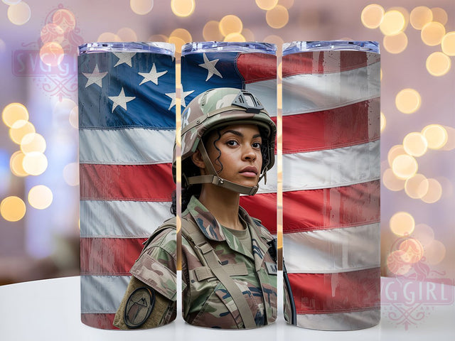African American Veteran Woman Tumbler, Military Theme, African American, 20Oz Tumbler, Sublimation Design, Tumbler Wrap, Digital Download Sublimation SvggirlplusArt 