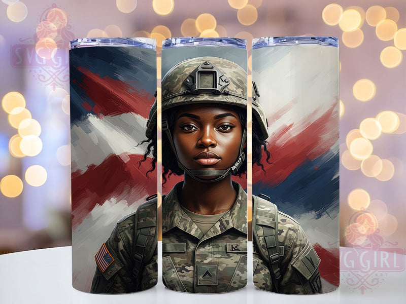 African American Veteran Woman Tumbler, Military Theme, African American, 20Oz Tumbler, Sublimation Design, Tumbler Wrap, Digital Download Sublimation SvggirlplusArt 