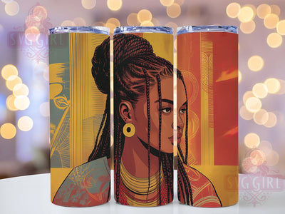 African American Woman Art Tumbler, Black Woman, Illustration Art, Tumbler Wrap, Sublimation Design, 20Oz Tumbler, Digital Download Sublimation SvggirlplusArt 