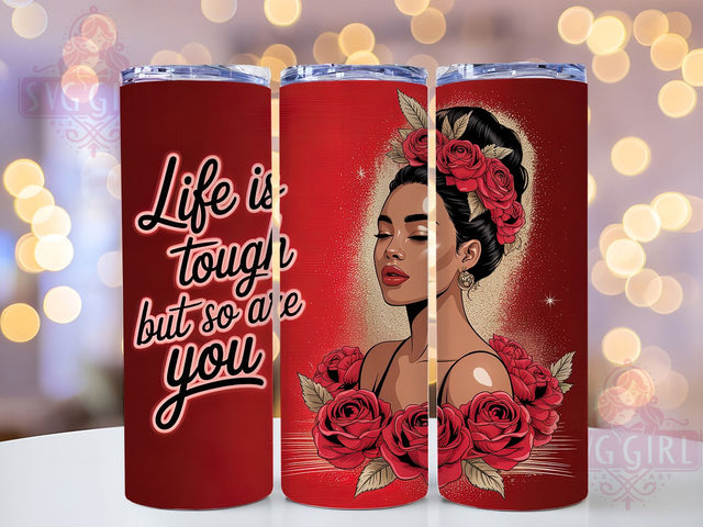 African American Woman Empowerment Tumbler, Inspirational Quote Wrap, Women Empowerment Drinkware, Red Rose Art Design, 20Oz Sublimation Wrap, Positive Affirmation Gift, Strong Woman Coffee Cup Sublimation SvggirlplusArt 
