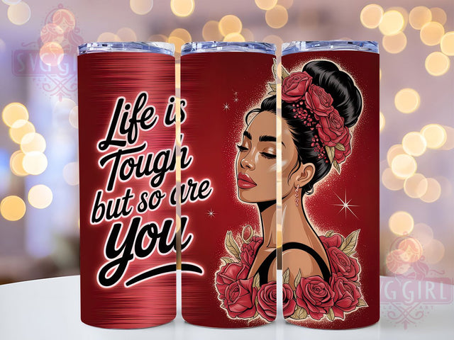African American Woman Empowerment Tumbler, Inspirational Quote Wrap, Women Empowerment Drinkware, Red Rose Art Design, 20Oz Sublimation Wrap, Positive Affirmation Gift, Strong Woman Coffee Cup Sublimation SvggirlplusArt 