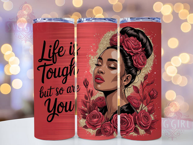 African American Woman Empowerment Tumbler, Inspirational Quote Wrap, Women Empowerment Drinkware, Red Rose Art Design, 20Oz Sublimation Wrap, Positive Affirmation Gift, Strong Woman Coffee Cup Sublimation SvggirlplusArt 