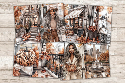 African American Woman Fall Journal | Urban Autumn Collage SVG GlamArtZhanna 