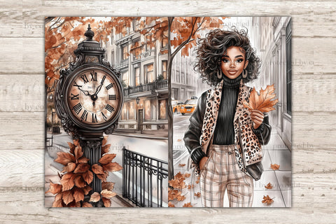 African American Woman Fall Journal | Urban Autumn Collage SVG GlamArtZhanna 