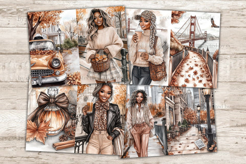 African American Woman Fall Journal | Urban Autumn Collage SVG GlamArtZhanna 