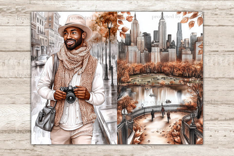 African American Woman Fall Journal | Urban Autumn Collage SVG GlamArtZhanna 