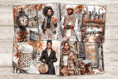 African American Woman Fall Journal | Urban Autumn Collage SVG GlamArtZhanna 