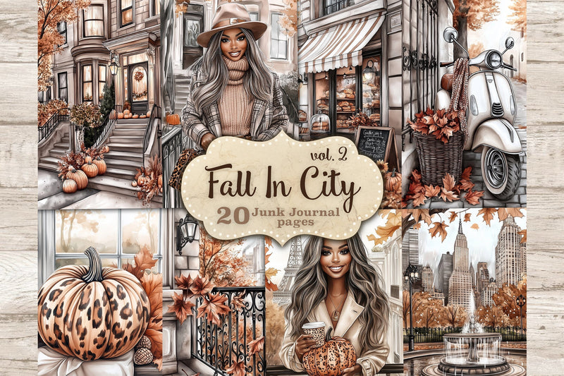 African American Woman Fall Journal | Urban Autumn Collage SVG GlamArtZhanna 