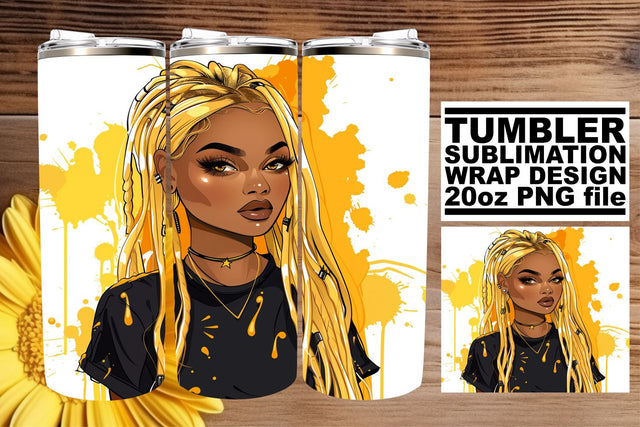 African American Woman Gothic Halloween Tumbler Wrap Sublimation afrosvg 